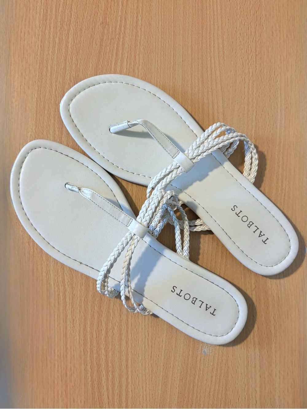 Talbots White Braided Strappy Sandals Women’s Size 10